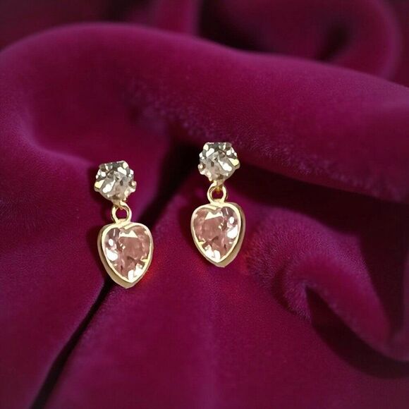 14K Solid Pink Gold Heart Stud Earrings – Handmade, Minimalist Love Symbol - Picture 2 of 2